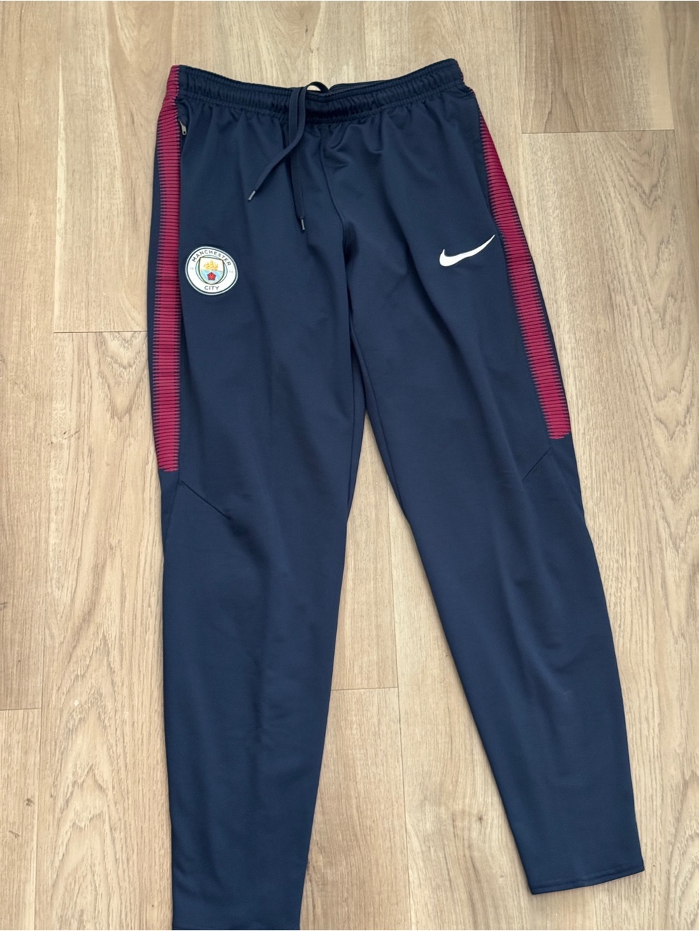 Nike Navy Manchester City Training Pants with Red Accents